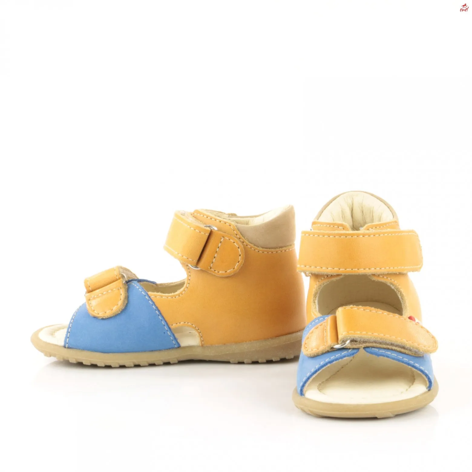 (2428B) Emel Blue Mustard Sandals