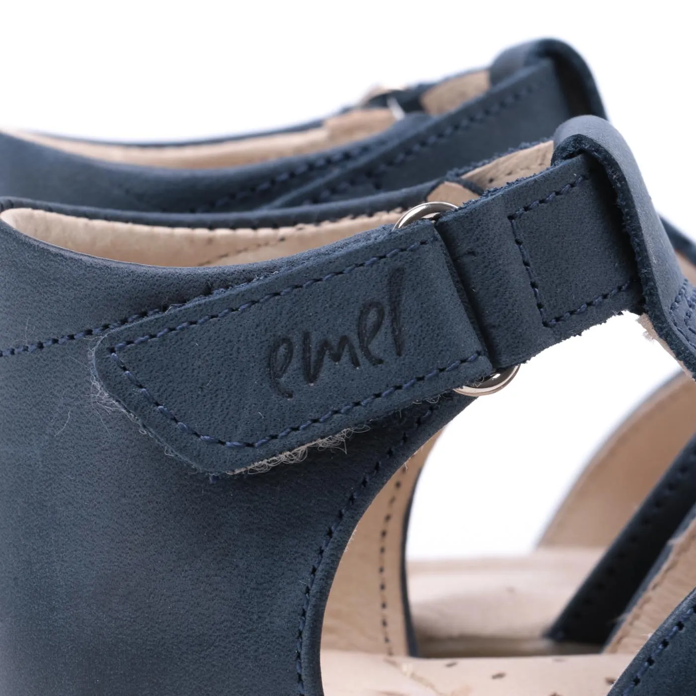 (2436-14) Emel navy blue Half-Open Shoes