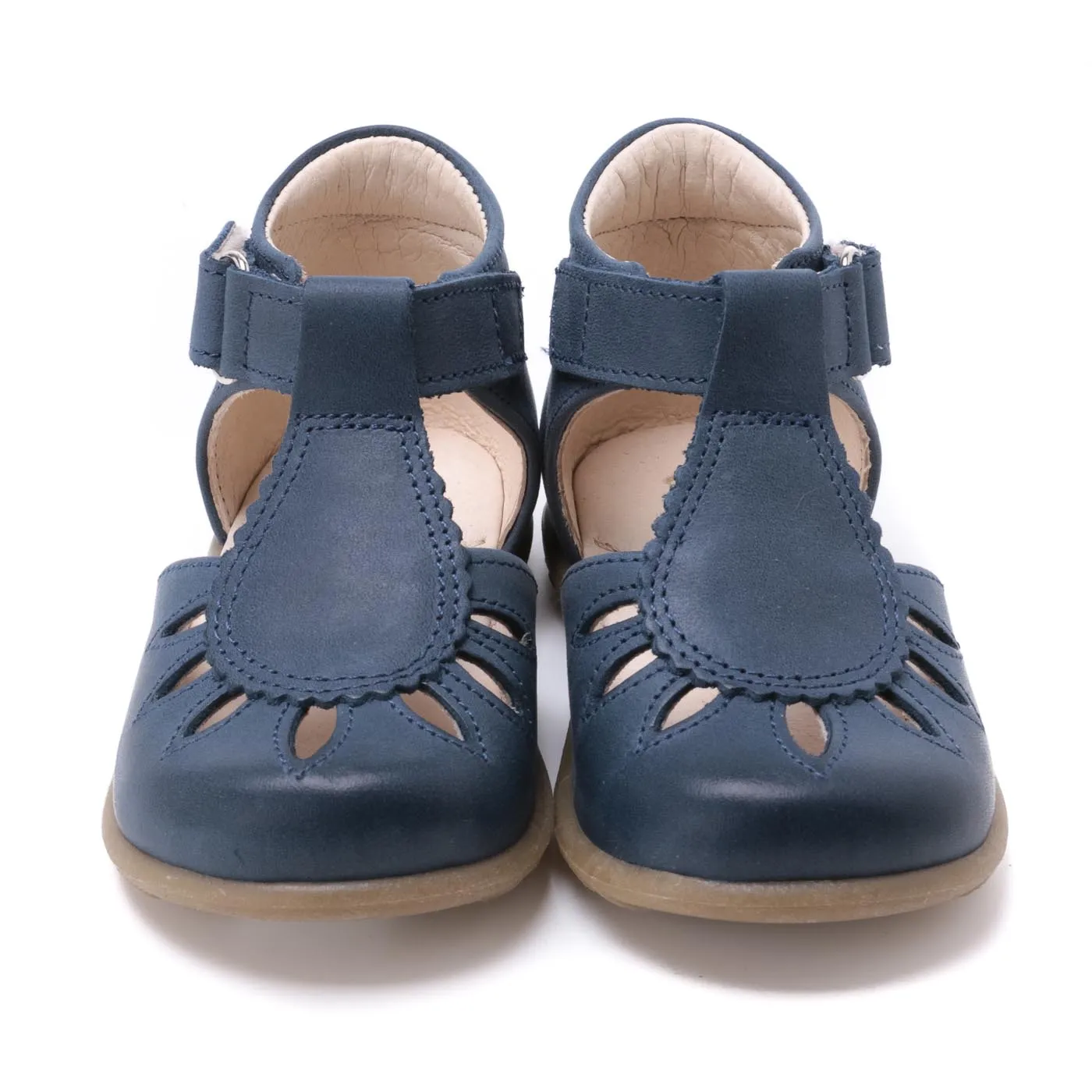 (2436-14) Emel navy blue Half-Open Shoes