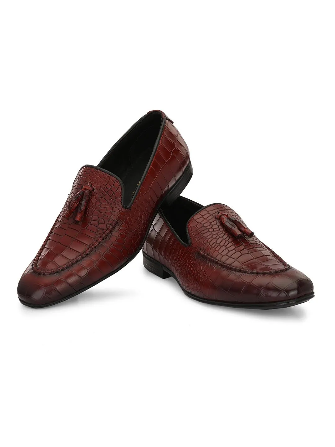 Alberto Torresi Genuine Leather Tassel Loafer Textured