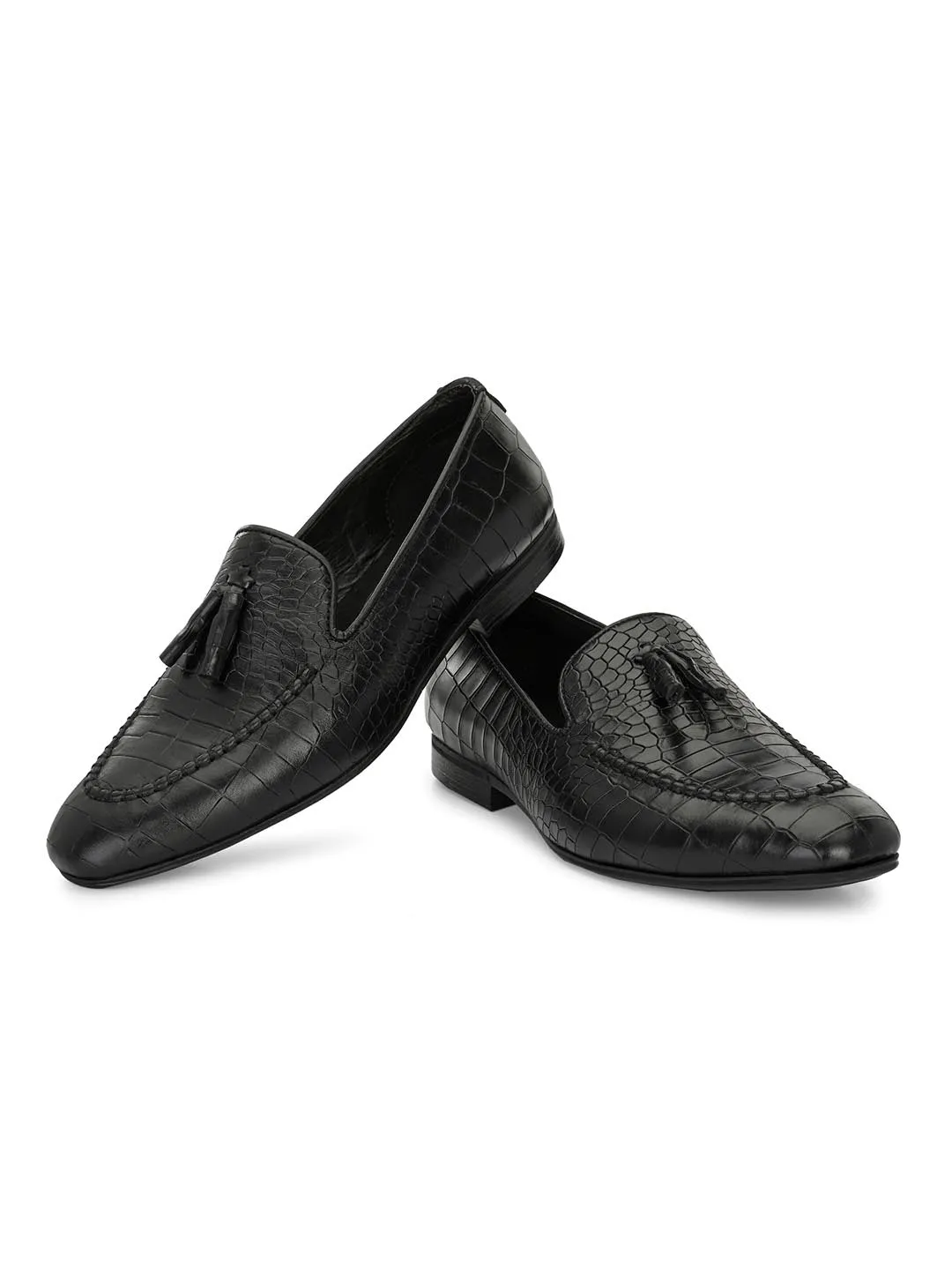 Alberto Torresi Genuine Leather Tassel Loafer Textured