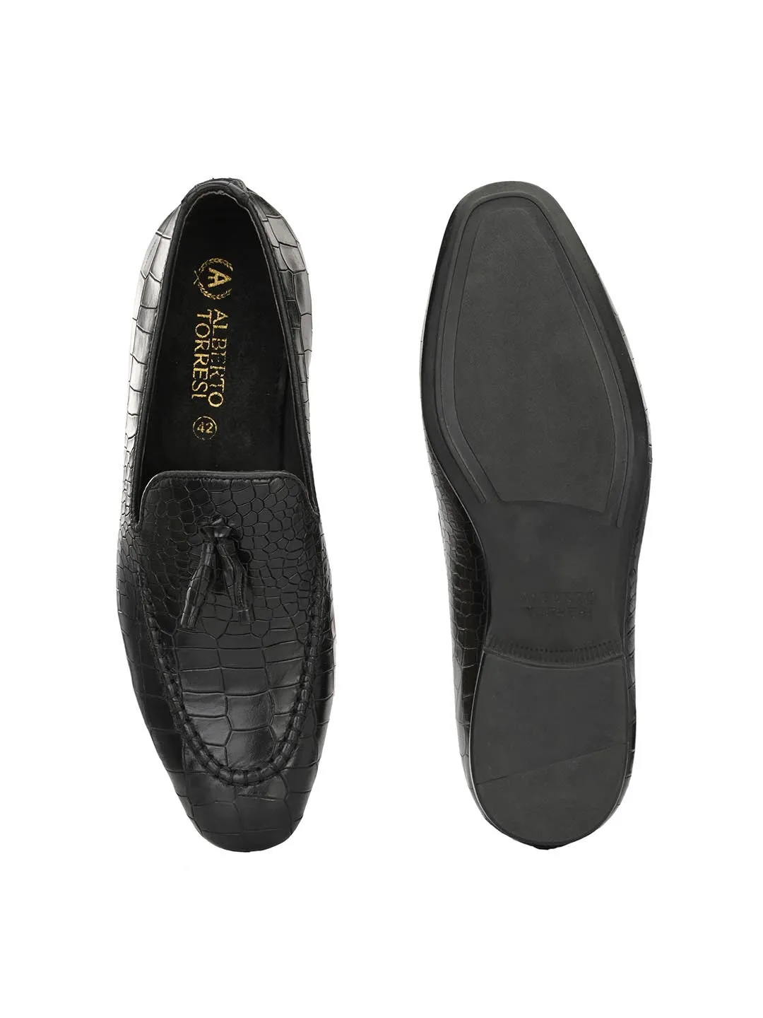 Alberto Torresi Genuine Leather Tassel Loafer Textured