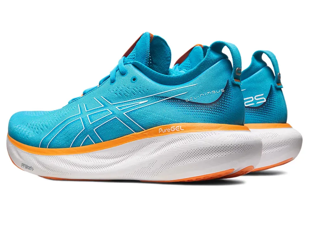 Asics Gel Nimbus 25 Men's Running Shoes - Island Blue/Sun Peach