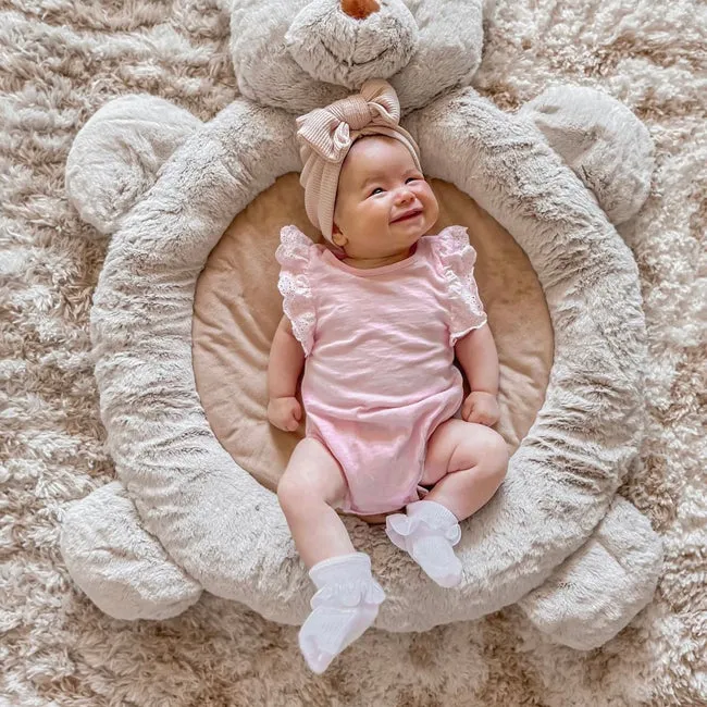 Baby Girl Waffle Bow Turban in Ivory