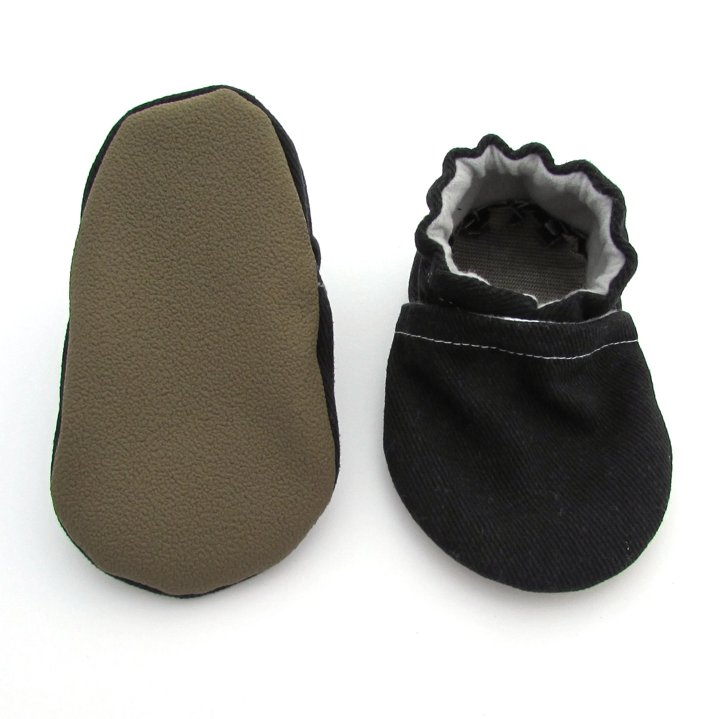 Black Brushed Denim Baby Shoes