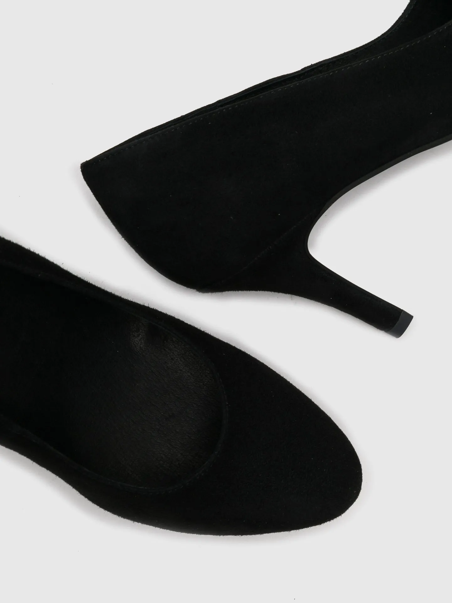 Black Suede Round Toe Pumps