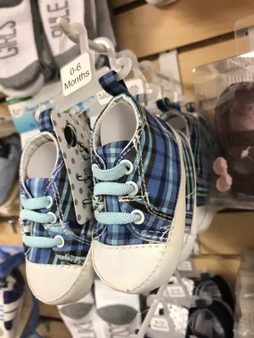 Blue Plaid Boys Shoes -0-6month, 6-12month, and  12-18 month