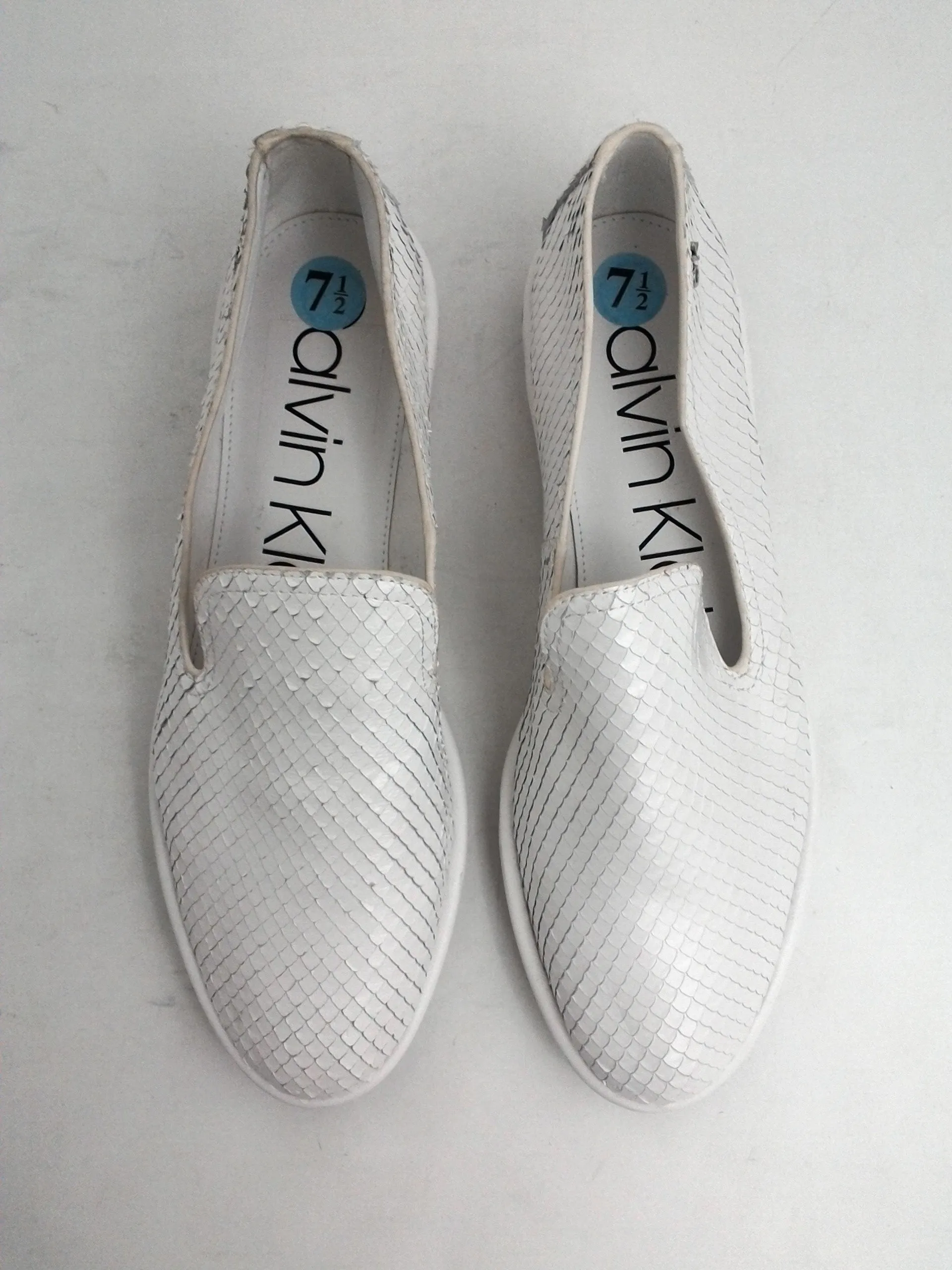 Calvin Klein Women's Issa White Leather Sneakers Size 7.5