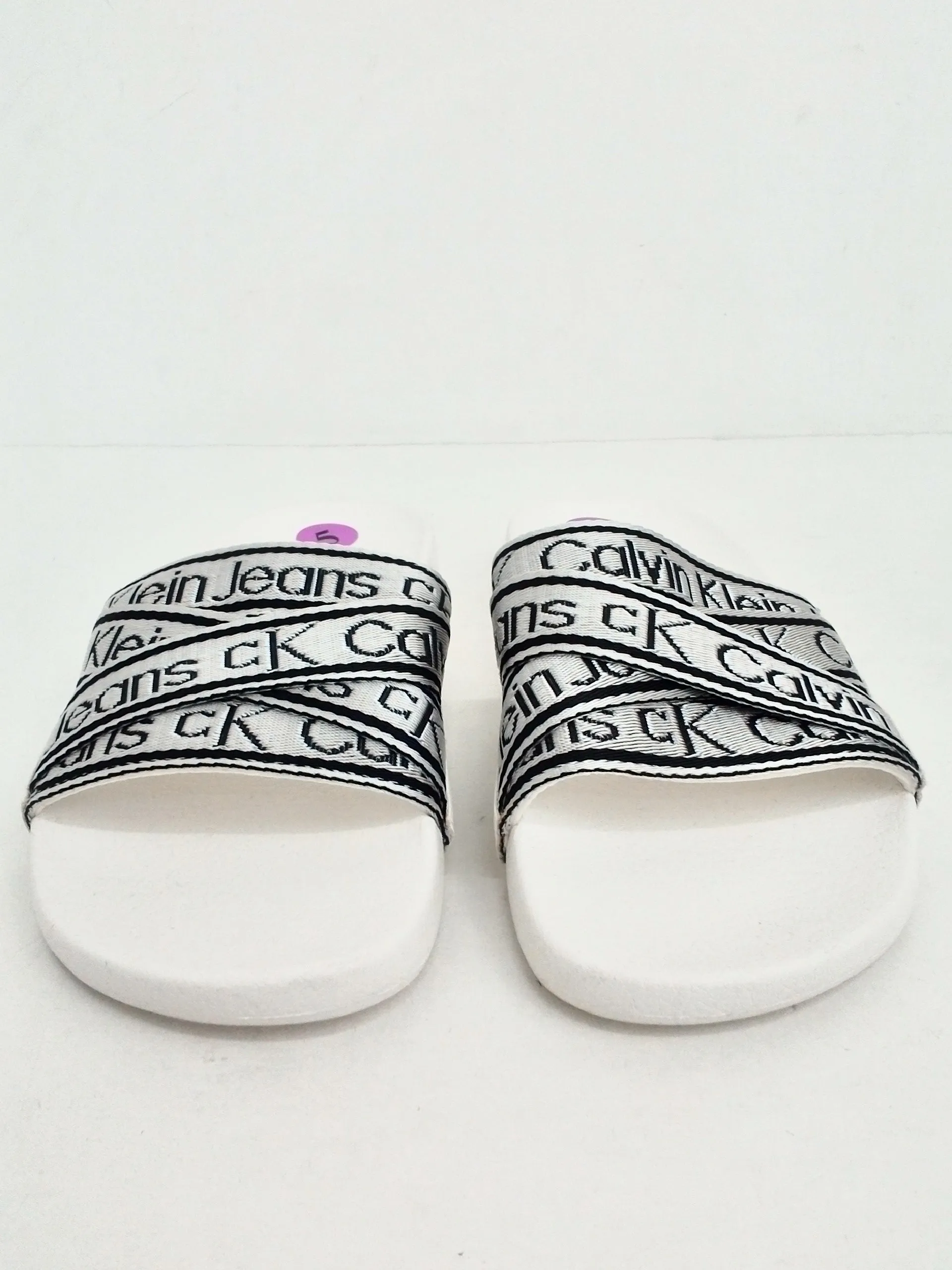 Calvin Klein Women's White/Grey Slides Size 5, 6 M