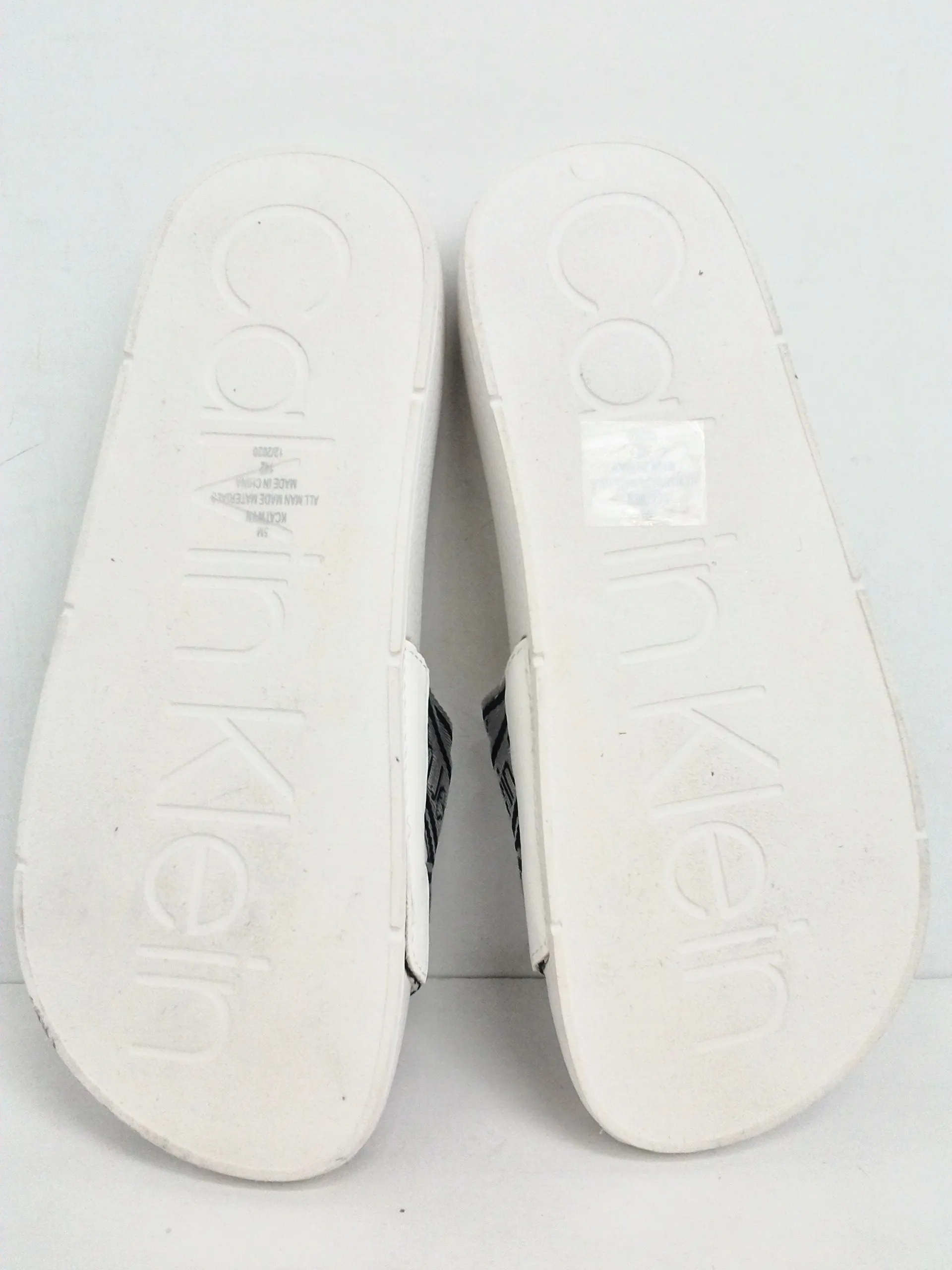 Calvin Klein Women's White/Grey Slides Size 5, 6 M