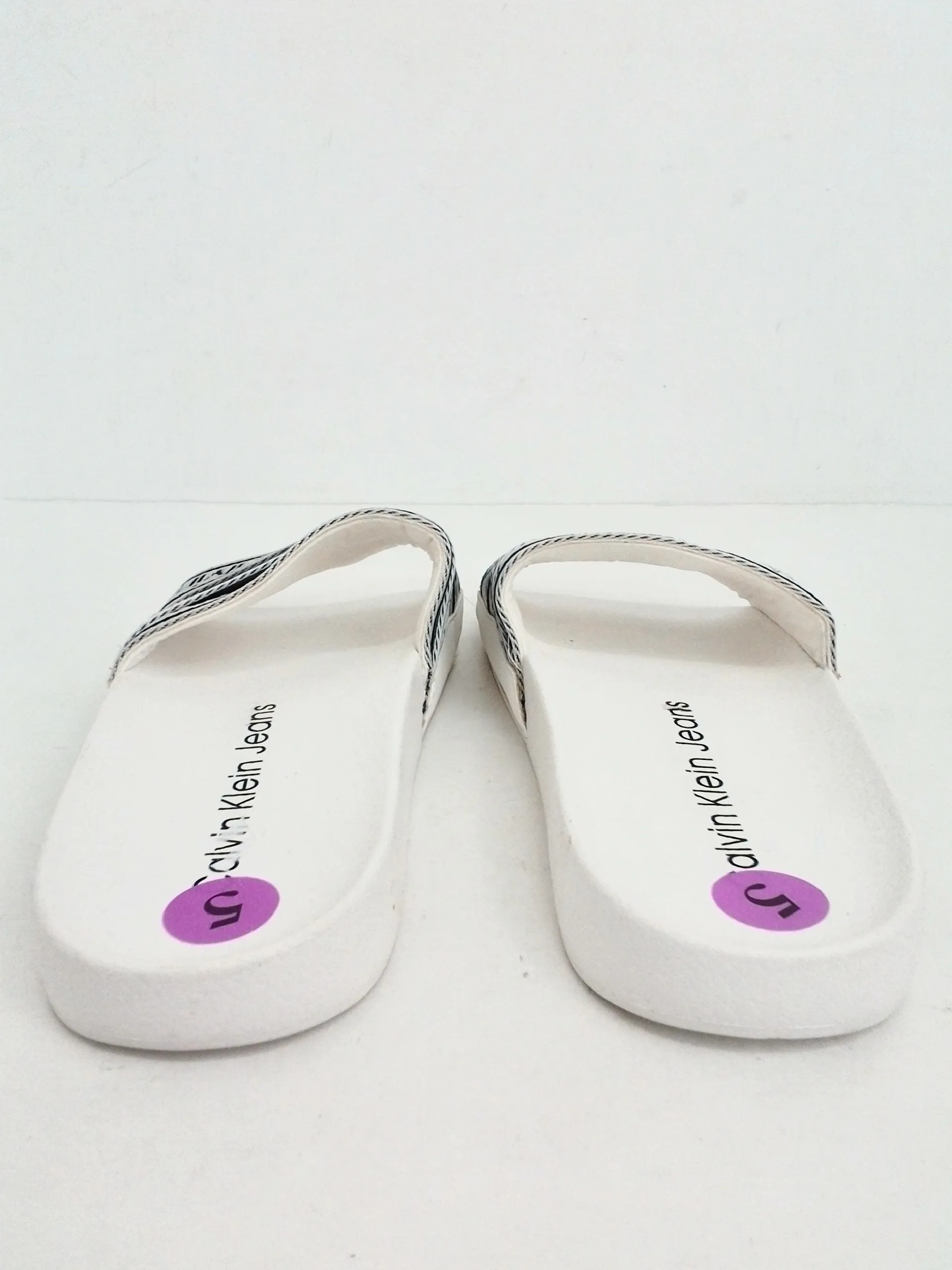 Calvin Klein Women's White/Grey Slides Size 5, 6 M