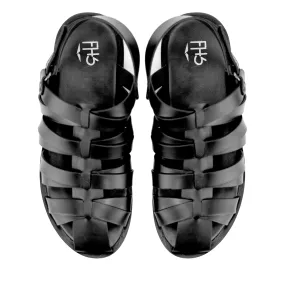 Dot Embossed Sandals-Black