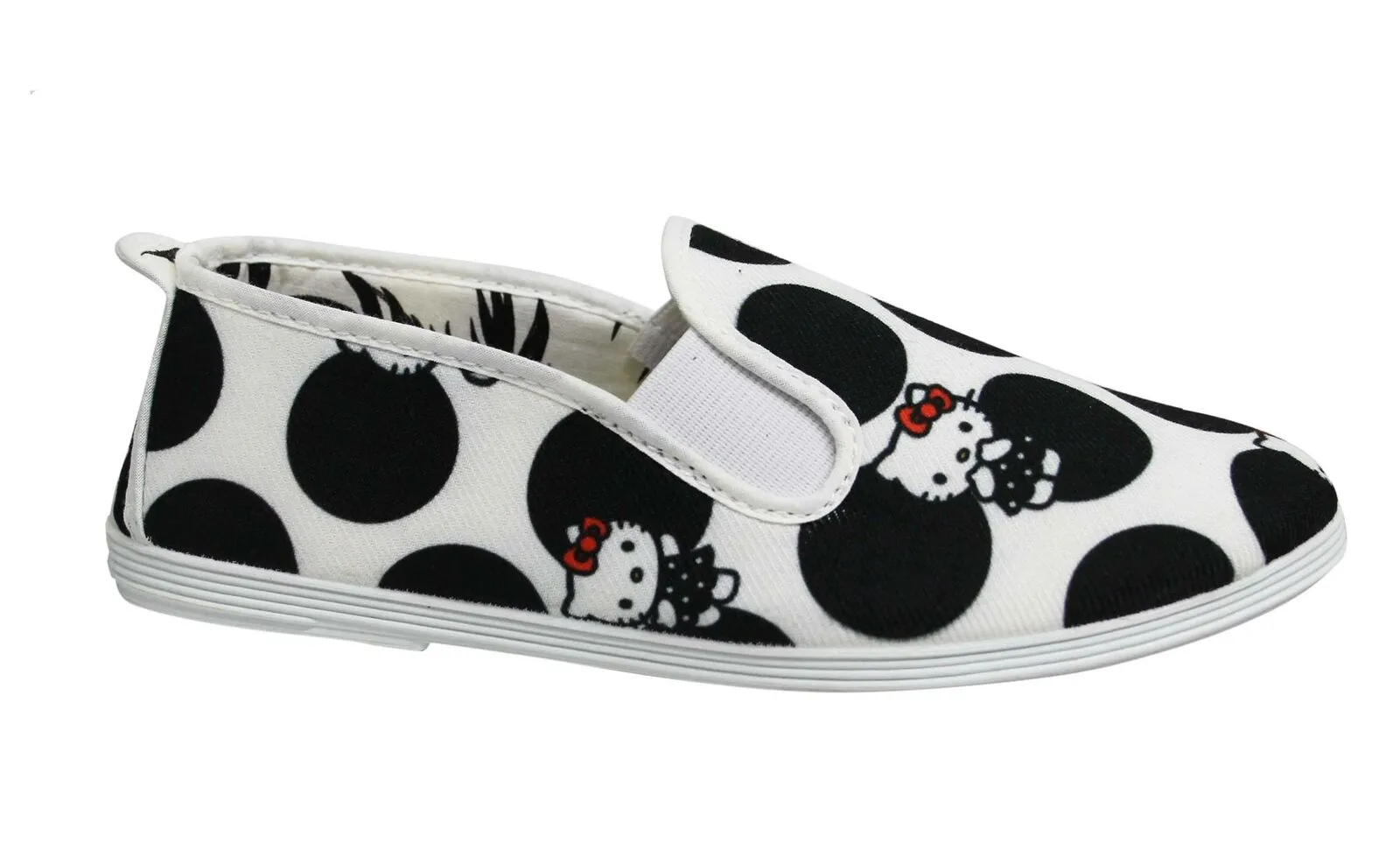 Flossy Style Hello Kitty Womens Black/White Plimsolls