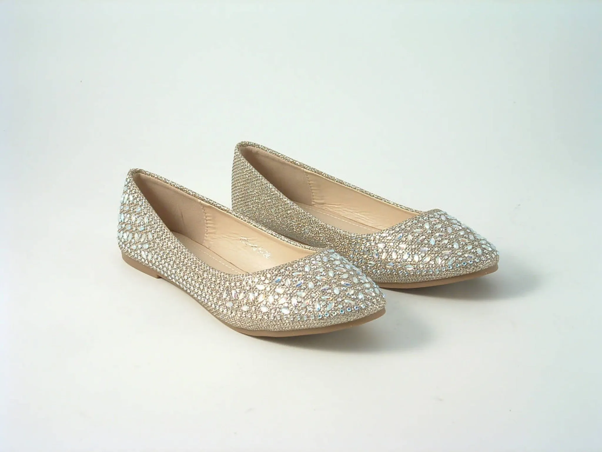 Glitz Shoes Divine Diamante Flat Ballerina Shoes