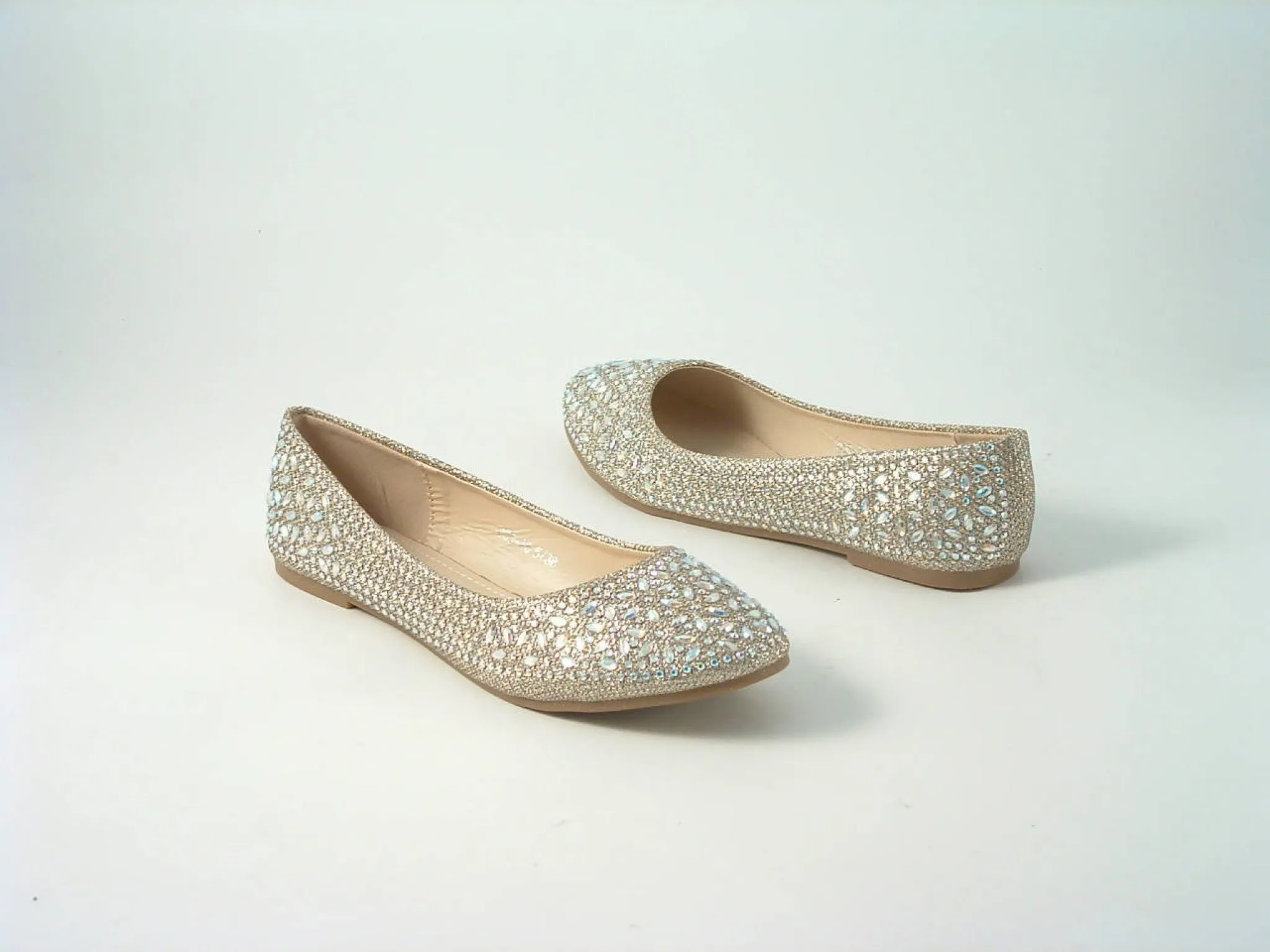 Glitz Shoes Divine Diamante Flat Ballerina Shoes