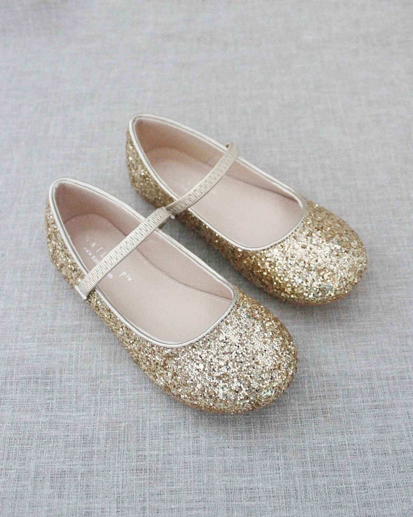 Gold Rock Glitter Mary Jane Ballet Flats