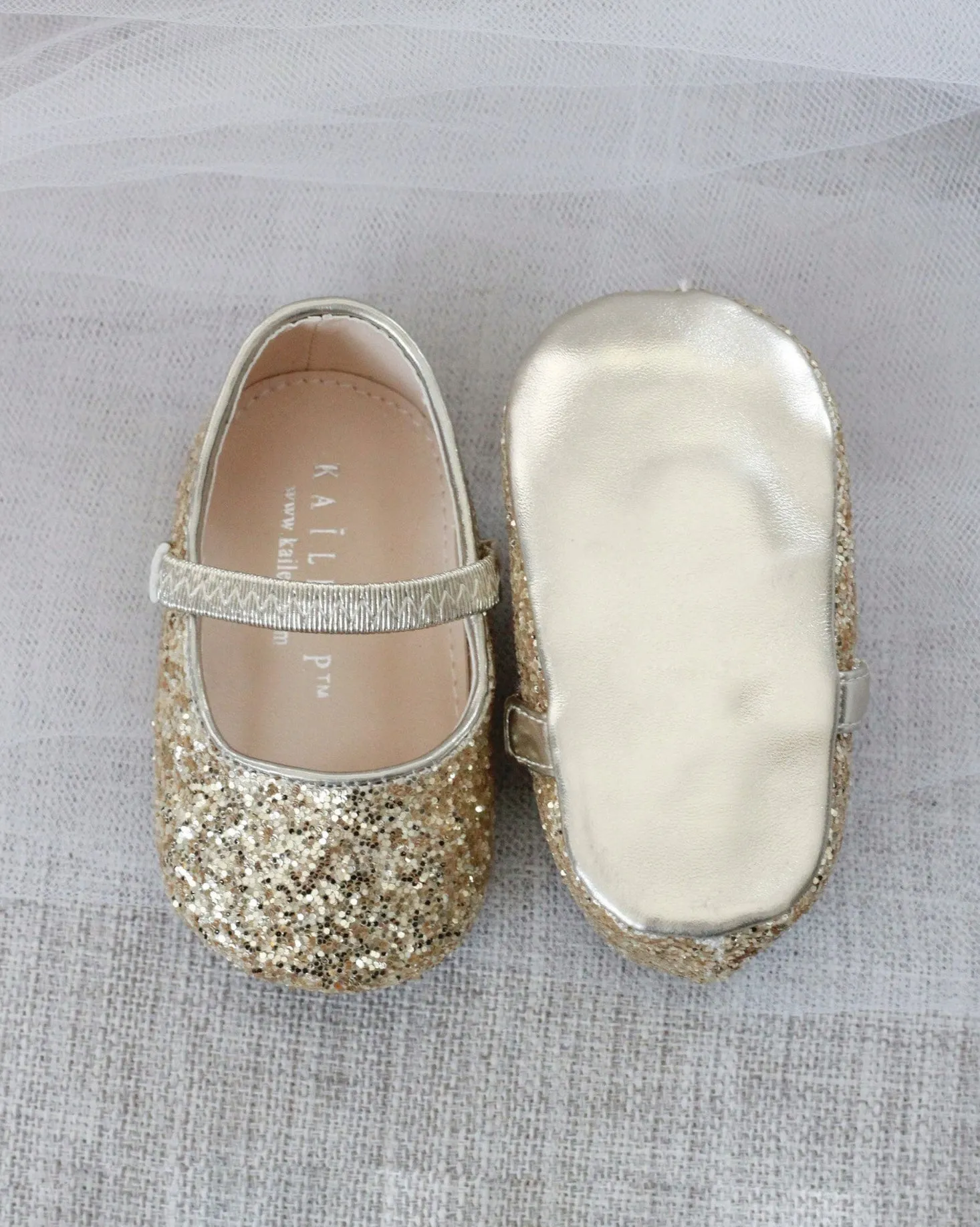 Gold Rock Glitter Mary Jane Ballet Flats