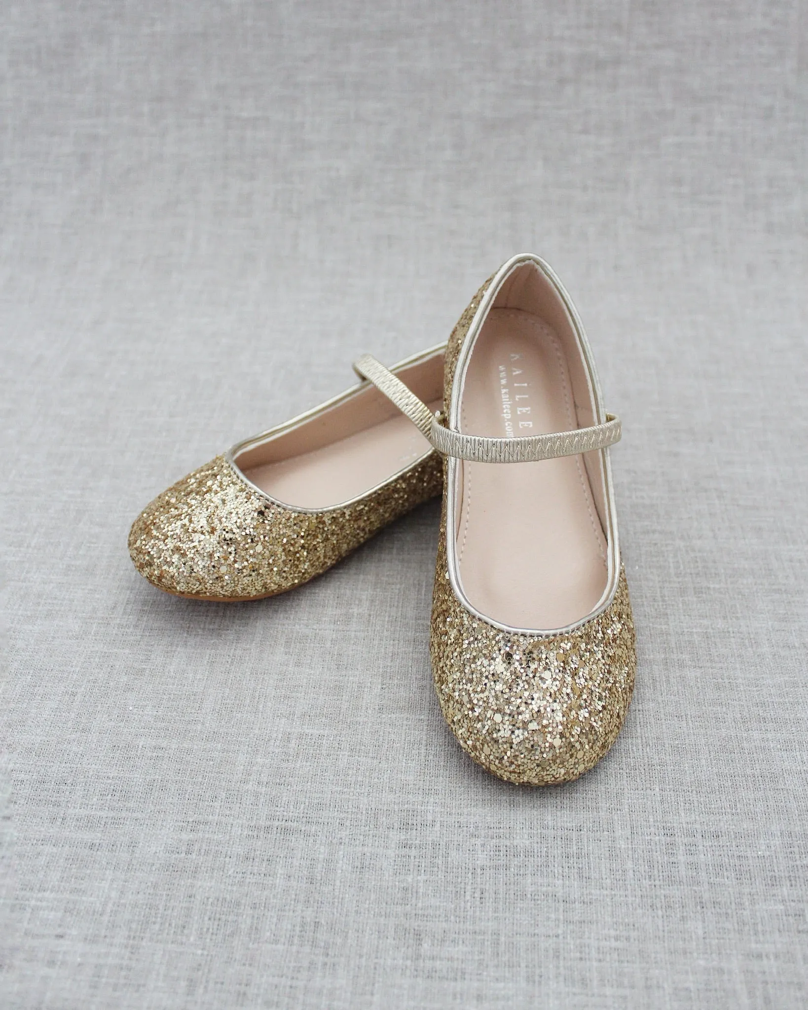 Gold Rock Glitter Mary Jane Ballet Flats