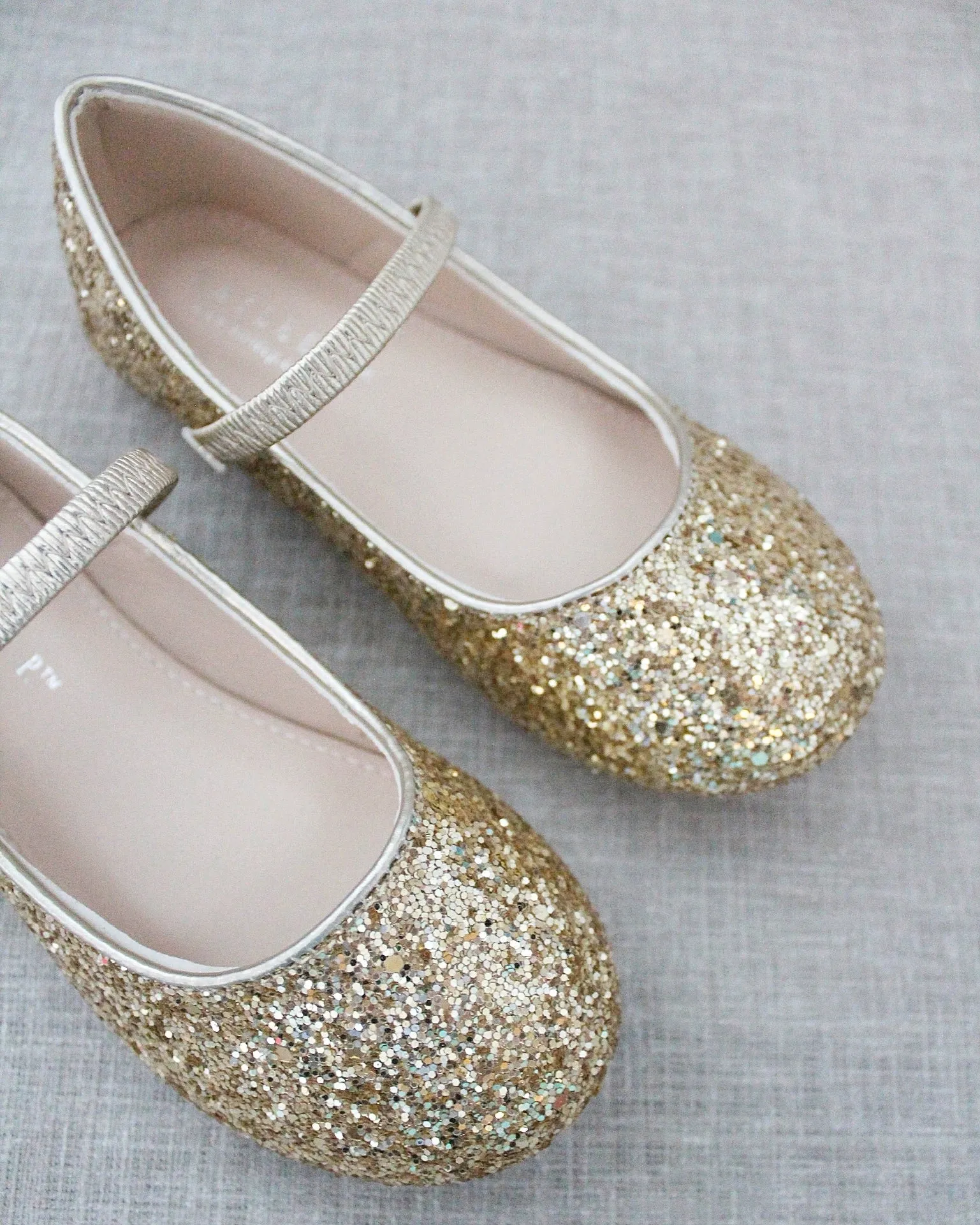 Gold Rock Glitter Mary Jane Ballet Flats