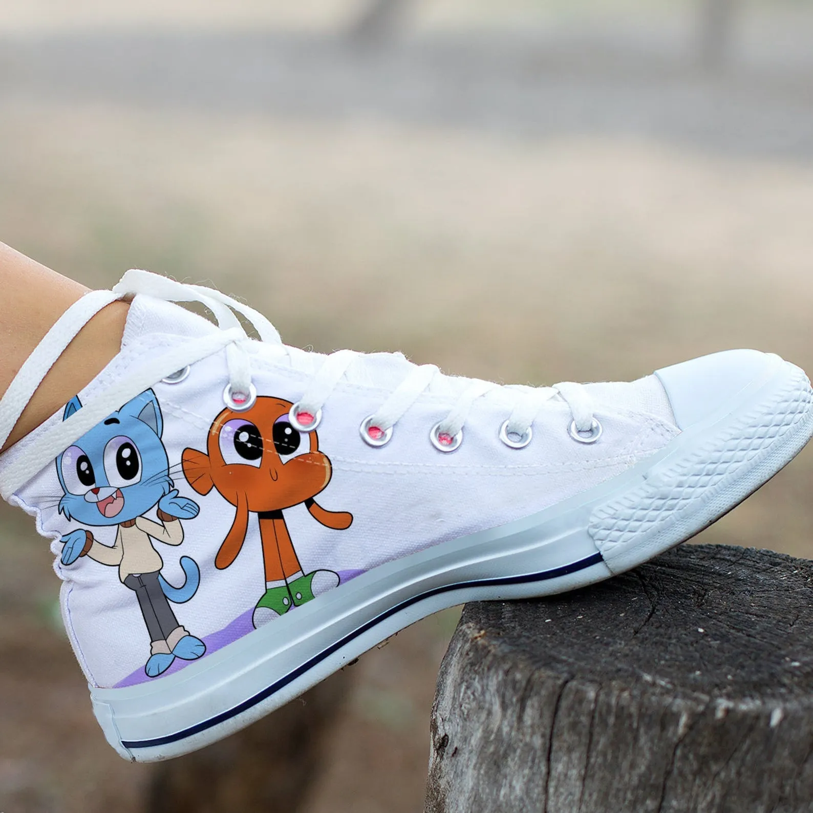 Gumball Custom Shoes, Cartoon Hightops, Cartoon Network Shoes, Custom Hi Tops, Gumball Beads Shoes, Gumbal Machine Shoes