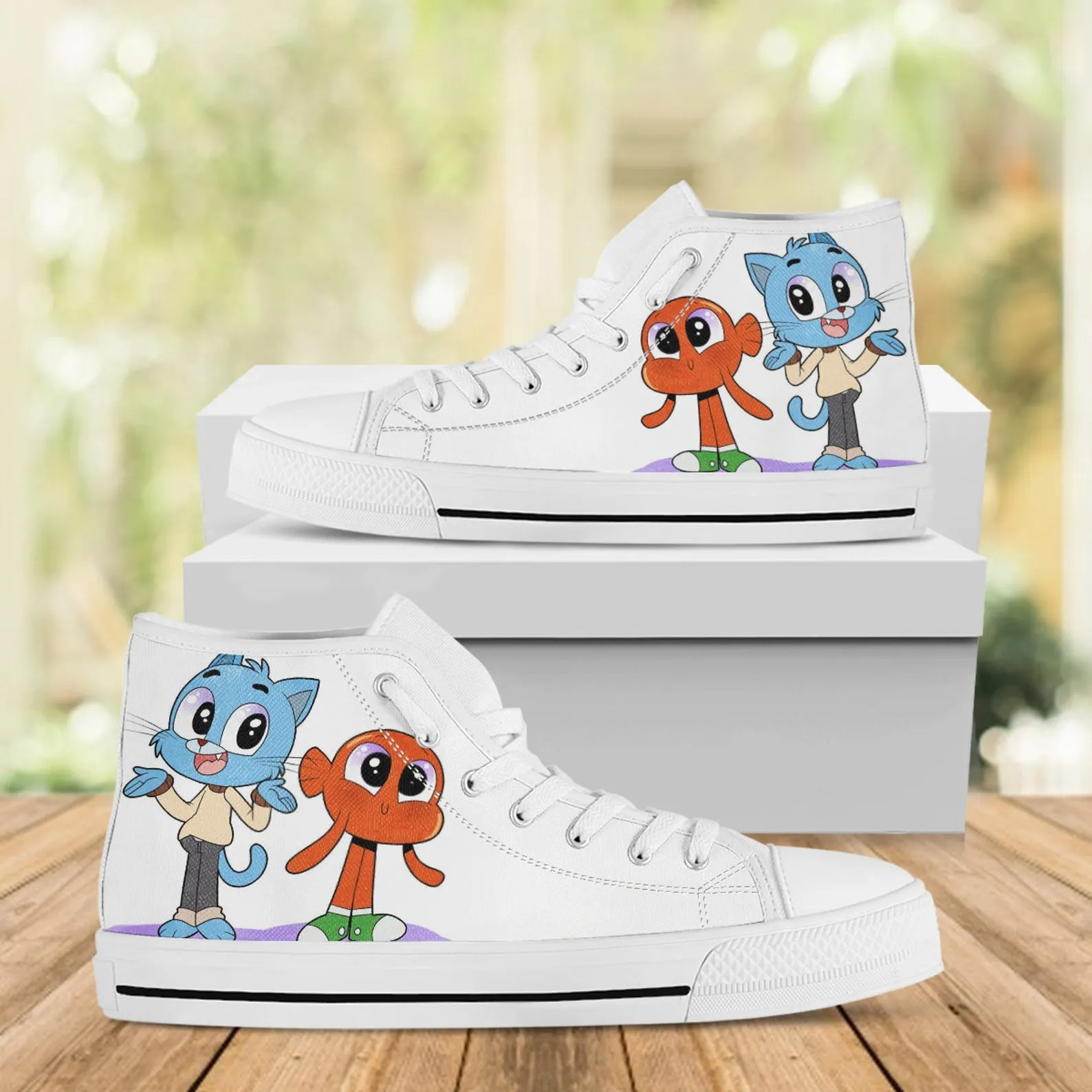 Gumball Custom Shoes, Cartoon Hightops, Cartoon Network Shoes, Custom Hi Tops, Gumball Beads Shoes, Gumbal Machine Shoes