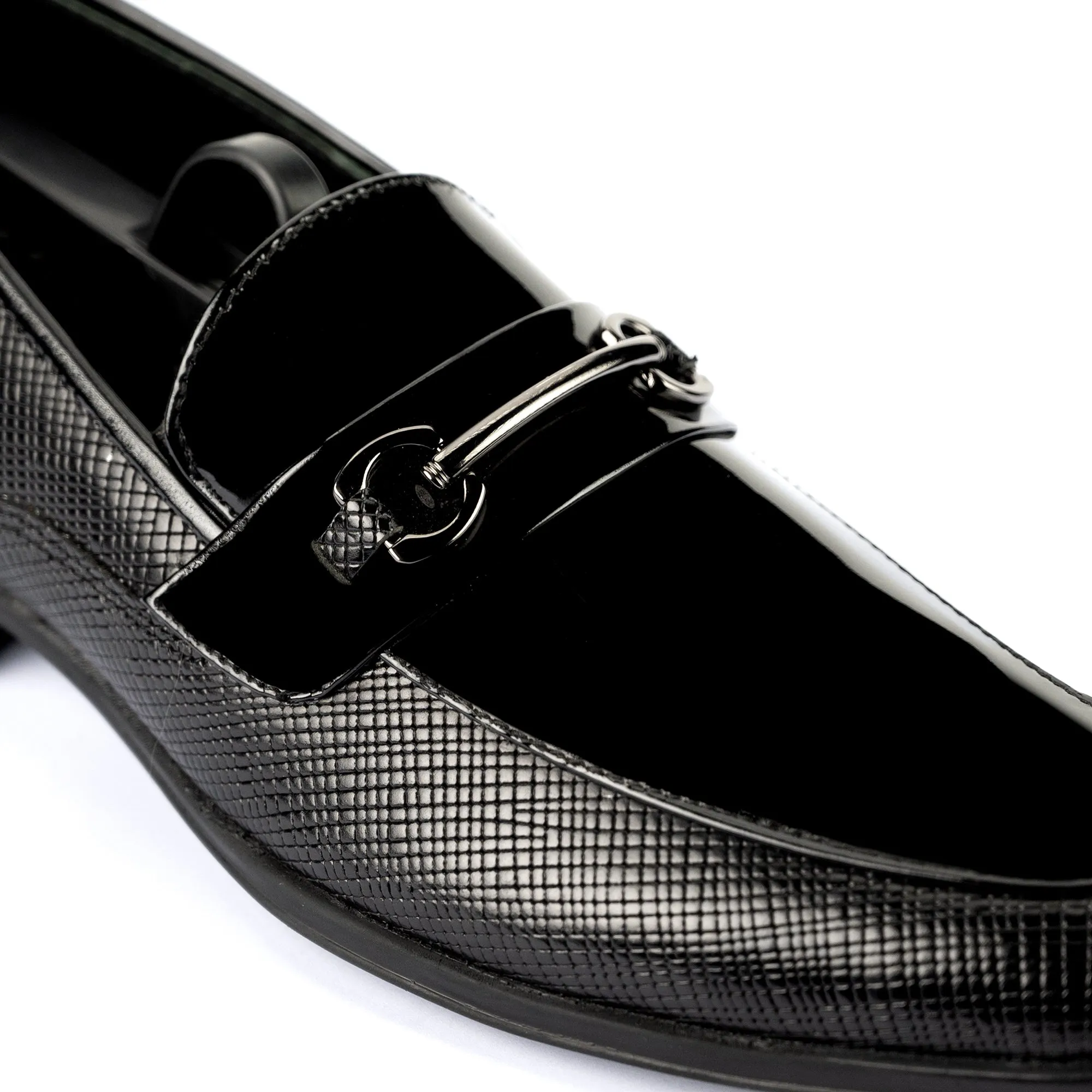 Gun Metal Glossed Loafers