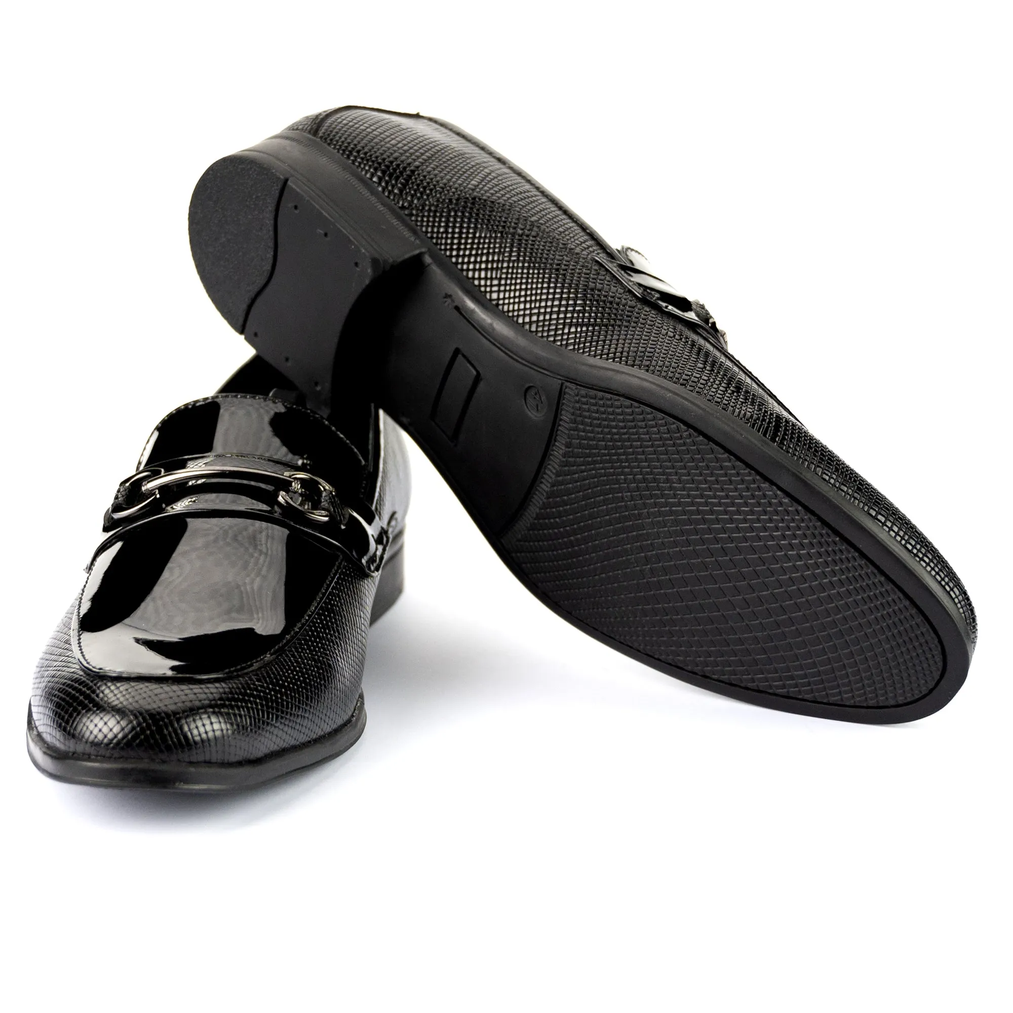 Gun Metal Glossed Loafers