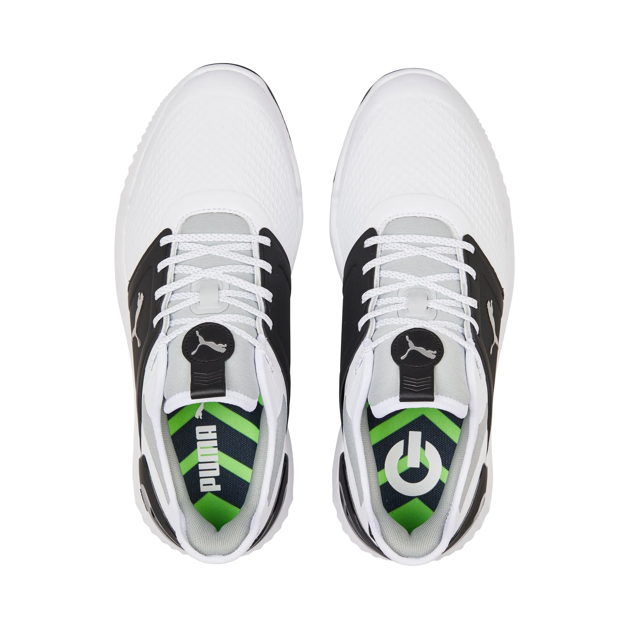 IGNITE ELEVATE Wide Spikeless Golf Shoes | Puma White / Puma Black / Metallic Silver