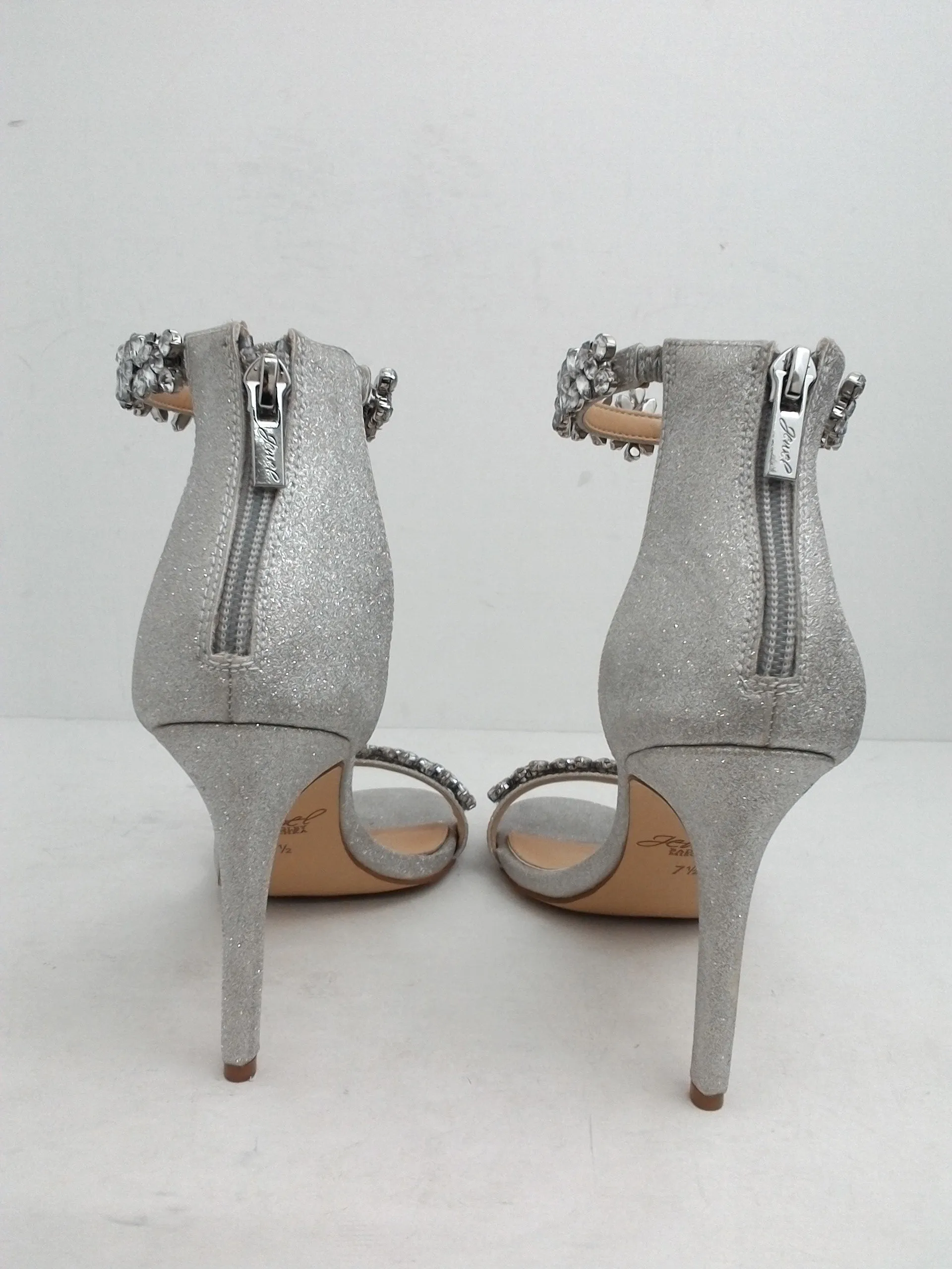 Jewel Badgley Mischka Ramira Evening Shoes, Silver, Sandals Size 7.5 M