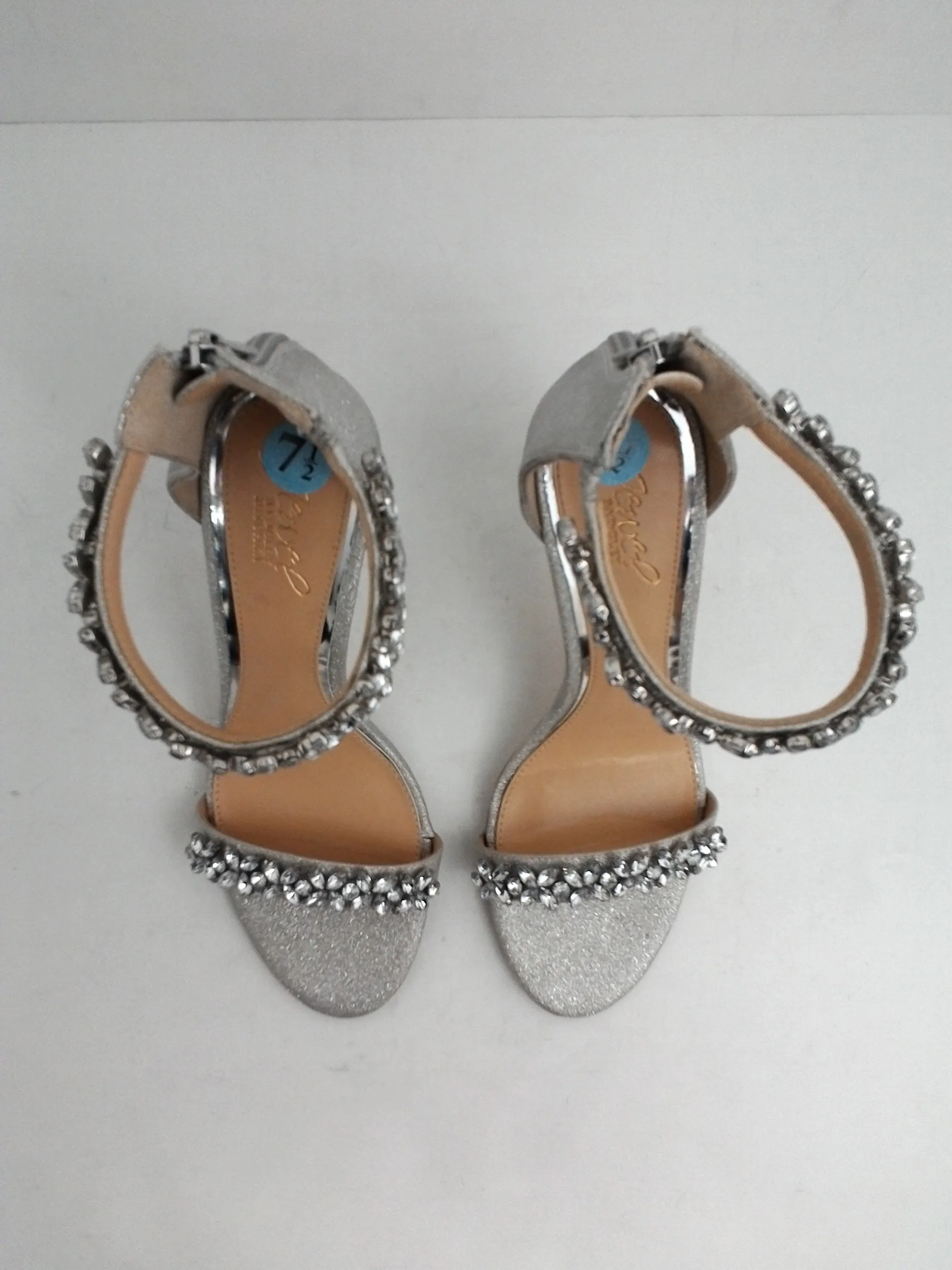 Jewel Badgley Mischka Ramira Evening Shoes, Silver, Sandals Size 7.5 M