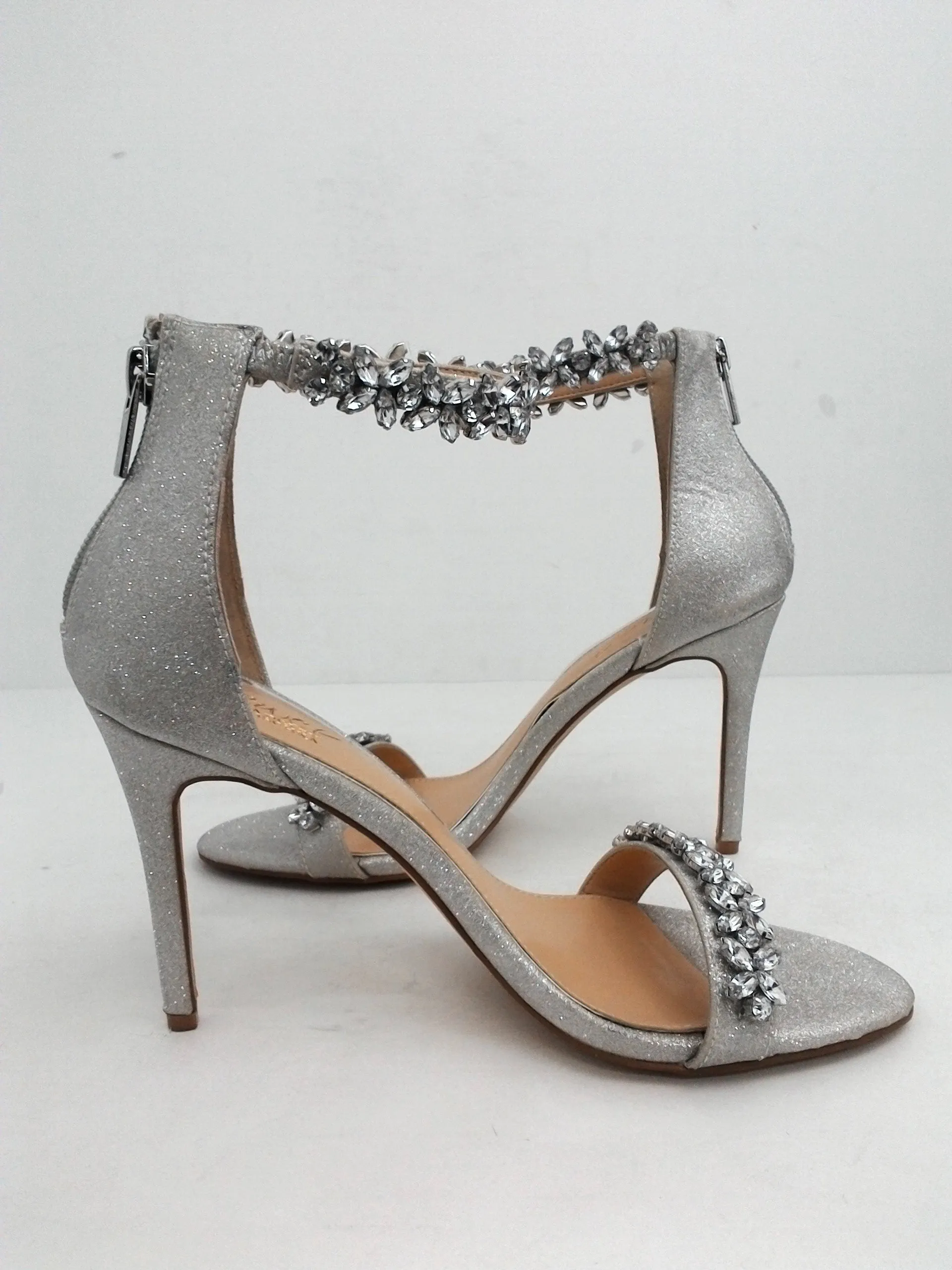 Jewel Badgley Mischka Ramira Evening Shoes, Silver, Sandals Size 7.5 M