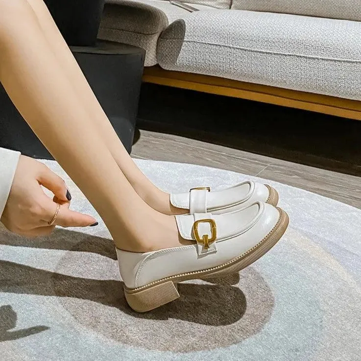 Korean Style Leather Loafers: Women's Casual Shoes CS837-10