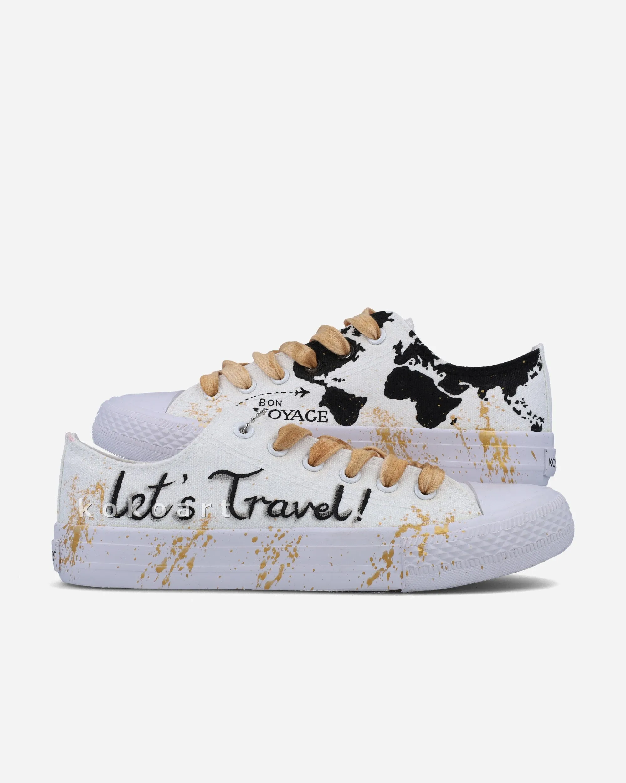 Let's Travel Hand Painted Shoes