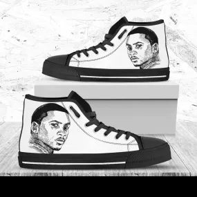 Lil B Custom Shoes, Custom Music Shoes, Music Hightops, Rapper Lil B Shoes, Hip Hop, Rapper Hi Tops