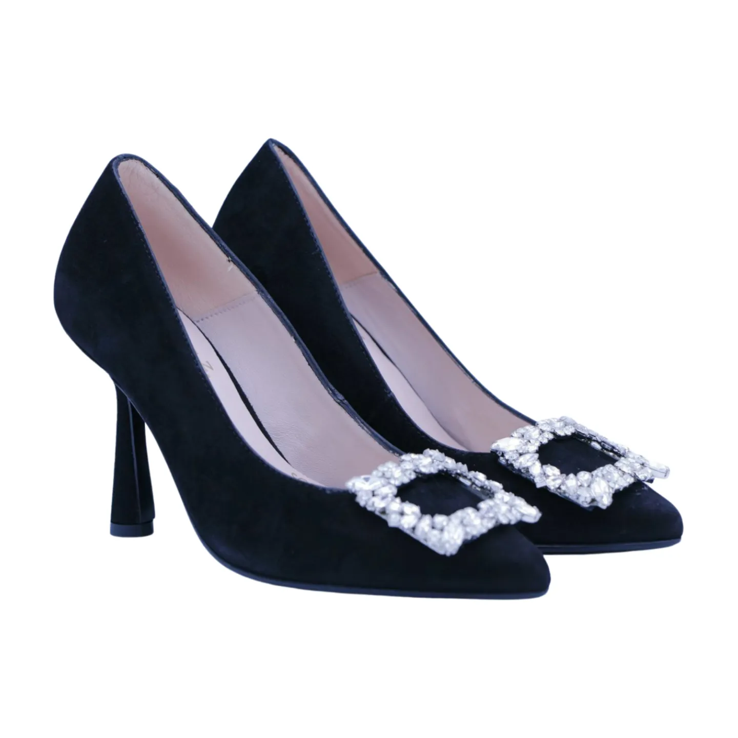 MARIAN Black Suede Stiletto with embellished buckle