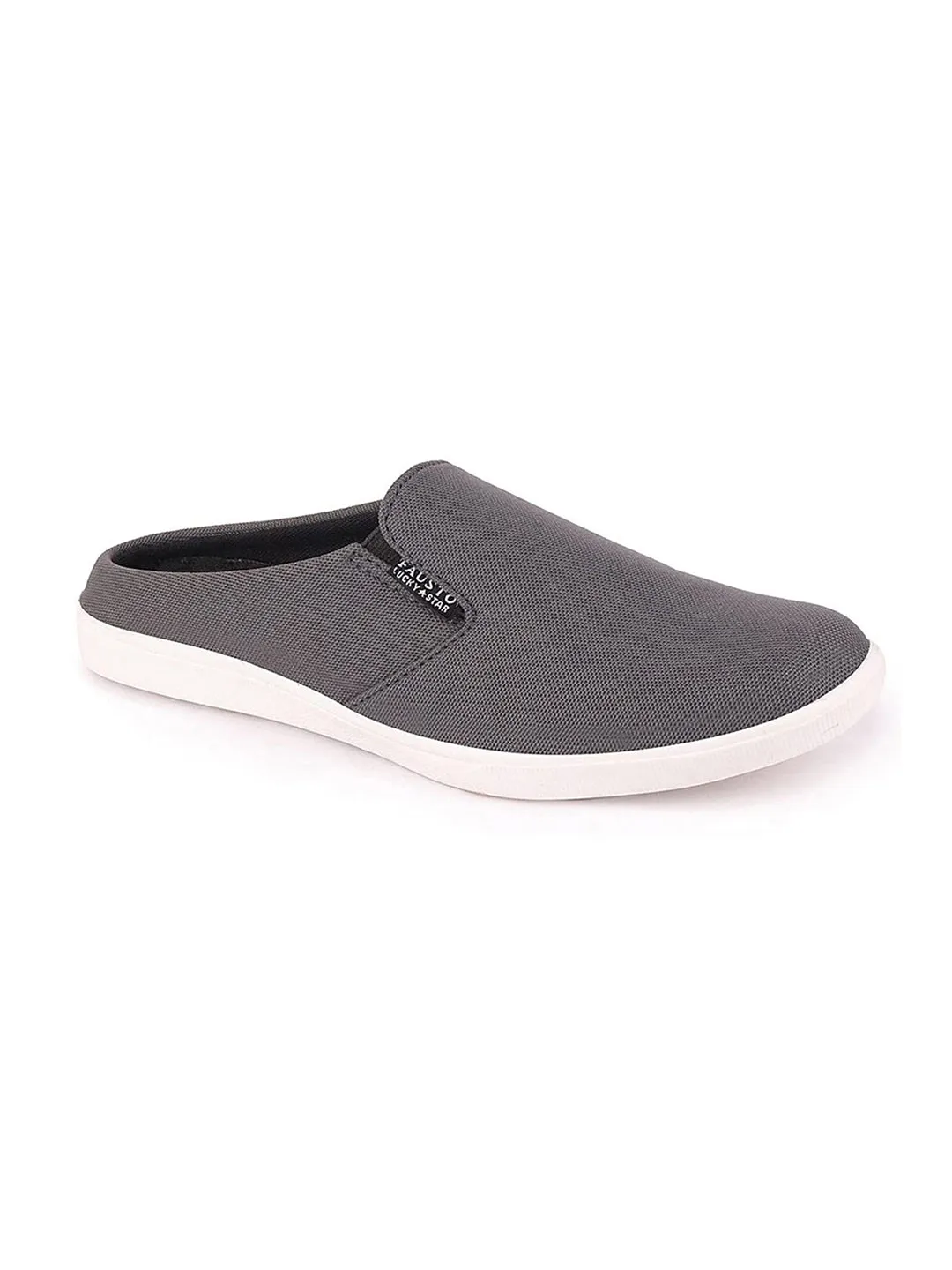 Men Grey Casual Canvas Slip-On Shoes