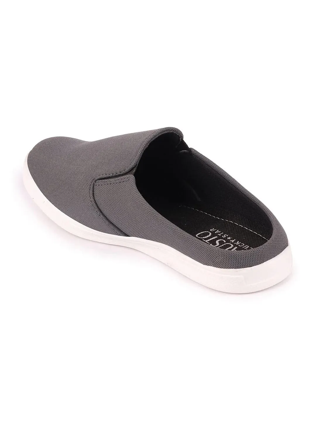 Men Grey Casual Canvas Slip-On Shoes