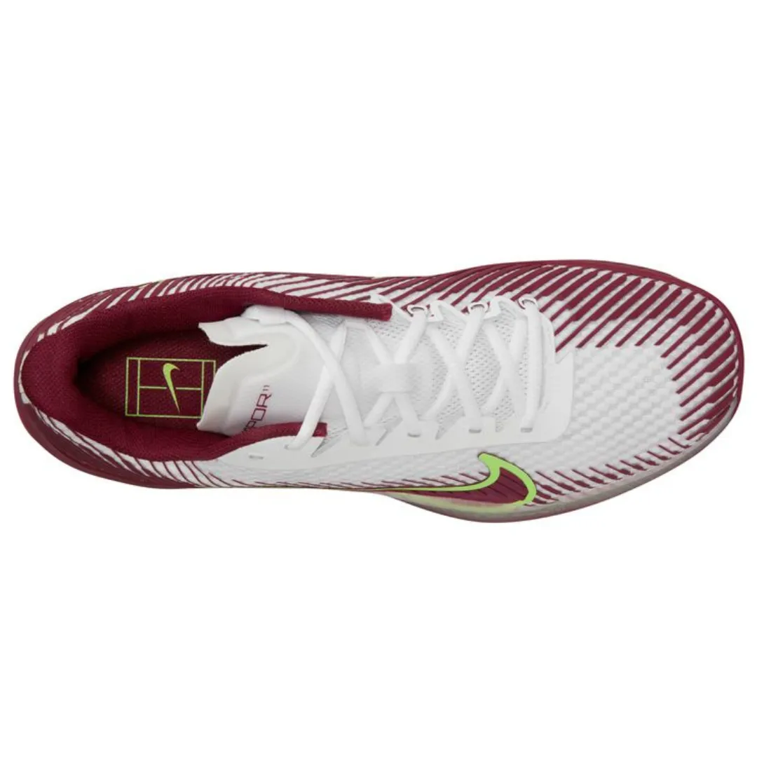 Nike Court Air Zoom Vapor 11 Men's Hard Court Tennis Shoes - White/Team Red-Lime Blast