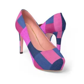 Pink & Blue Square Style Platform Shoes