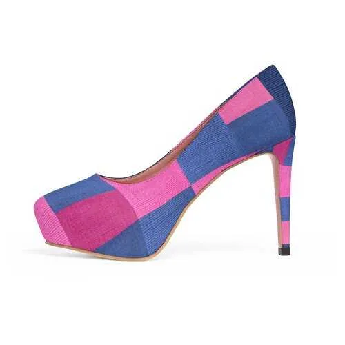 Pink & Blue Square Style Platform Shoes