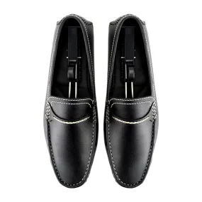 Thread Stitched Moccasins-Black