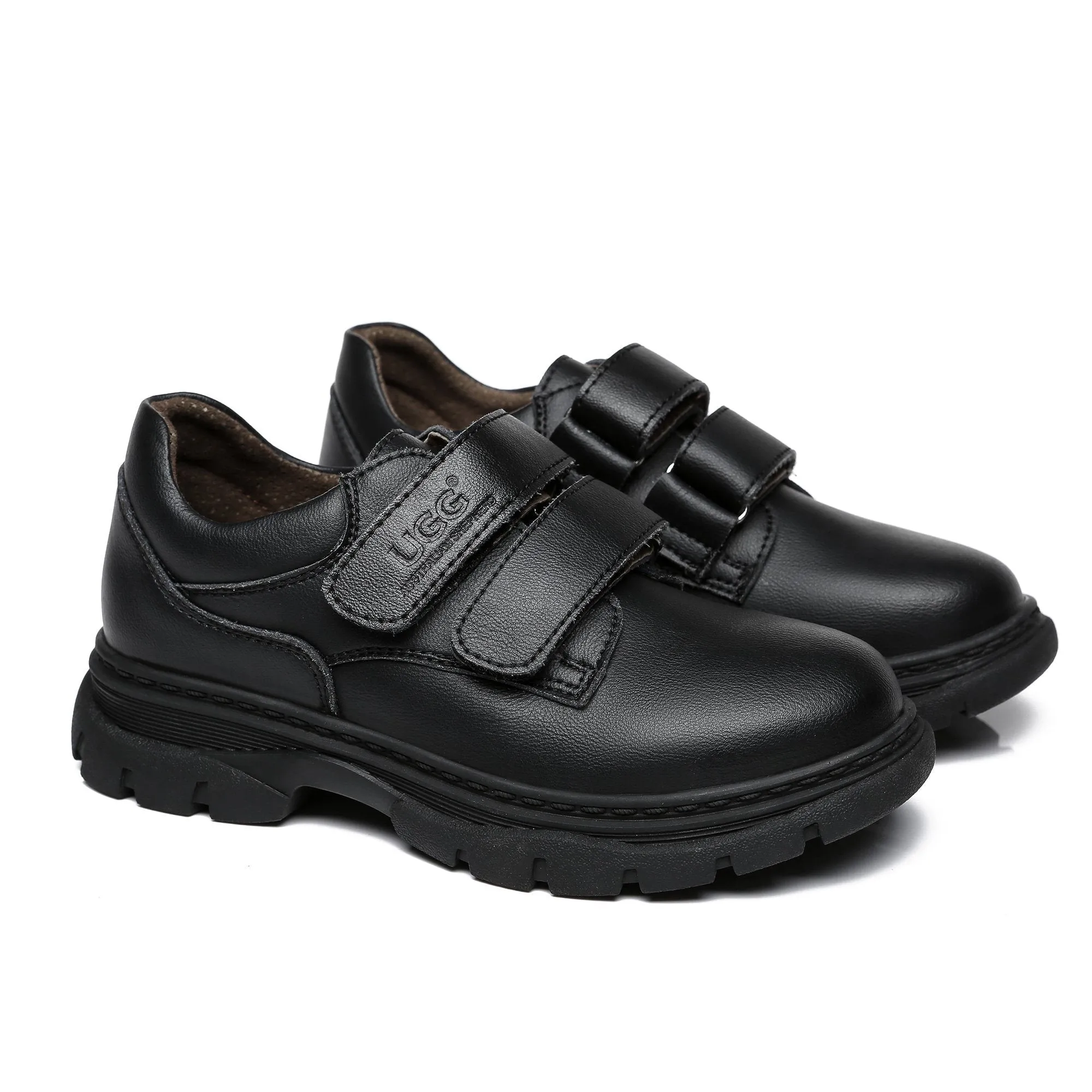 UGG Barry Stylish Leather School Shoes with Velcro Strap for Kids