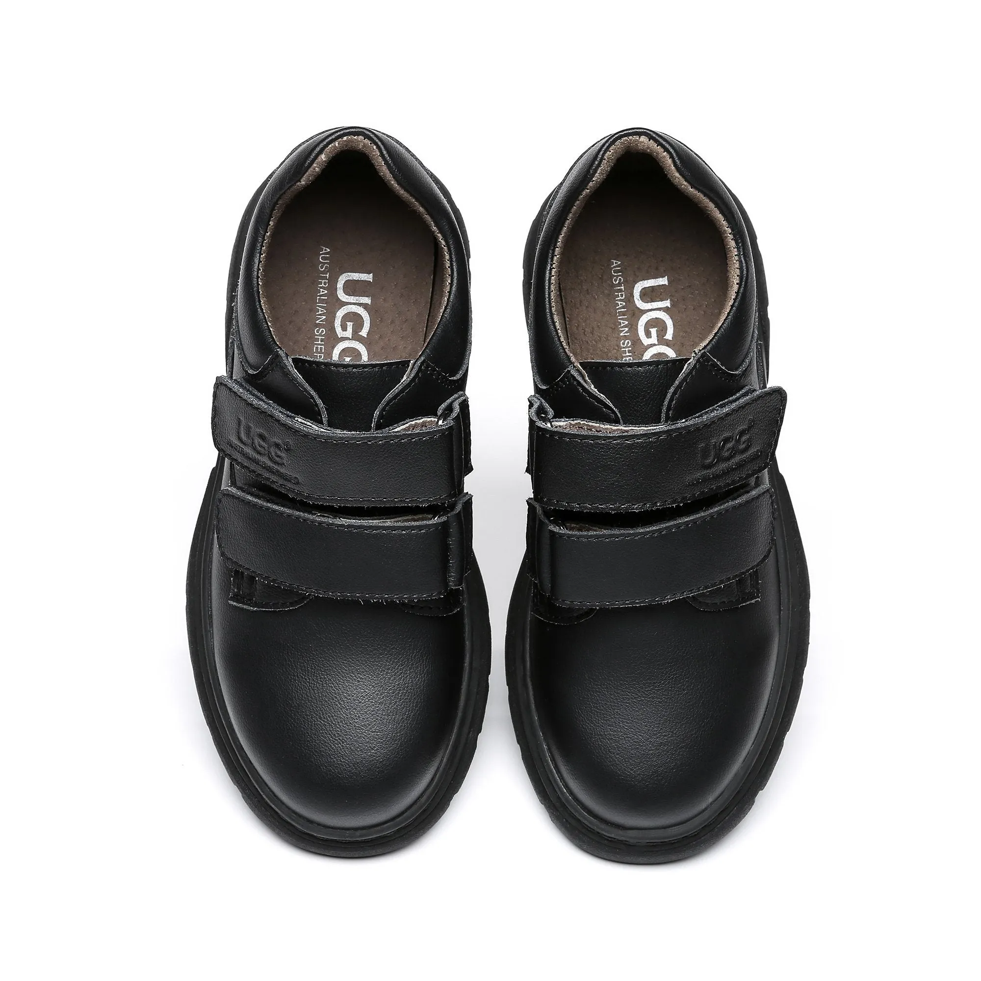 UGG Barry Stylish Leather School Shoes with Velcro Strap for Kids