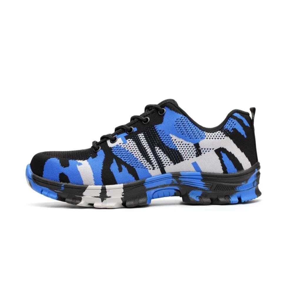 YSK 526: Camo Steel Toe Fashion Shoes (Blue/Green)